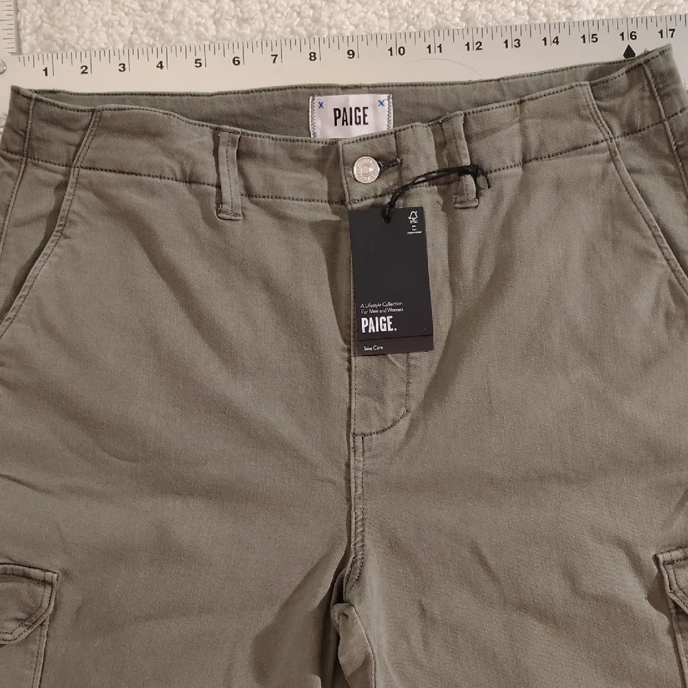 PAIGE Carly Wide Leg Cargo Pocket Jeans – Vintage Ivy Green, Size 32 (10-12) - Picture 11 of 16